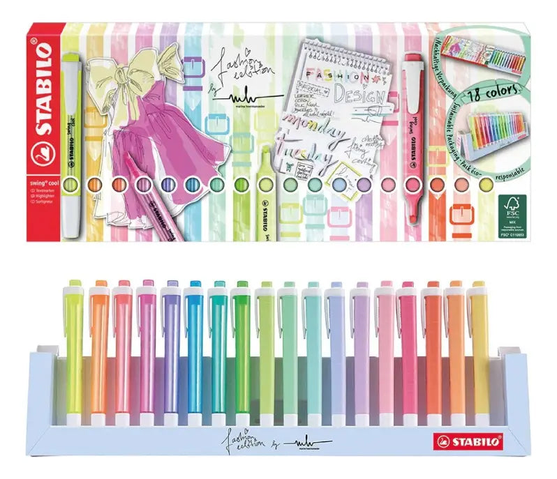 Set 18 Destacadores STABILO Swing Cool | Fluorescentes y Pastel